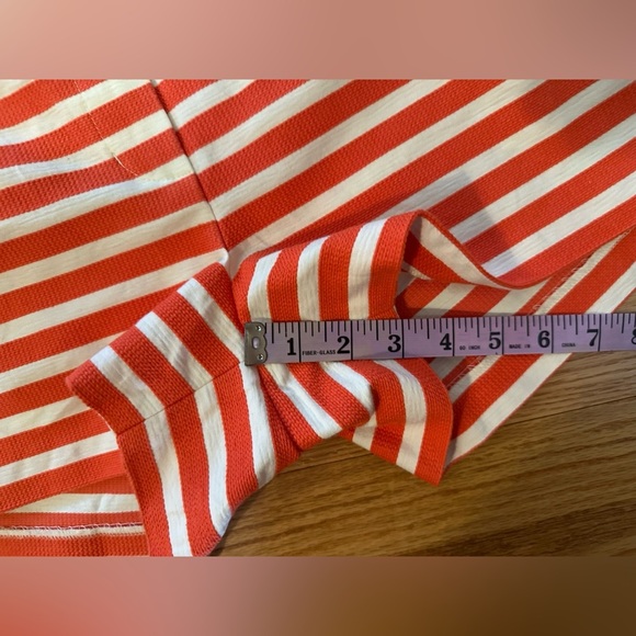 J Crew Women Short Size 12 Orange Striped Textured Chino Flat Front Inseam 3 - Picture 9 of 11